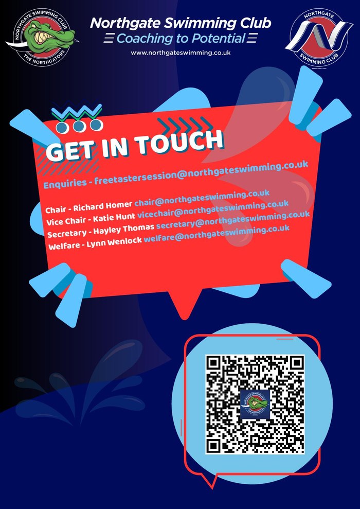 Get in touch — Northgate Swimming Club committee contacts and QR code