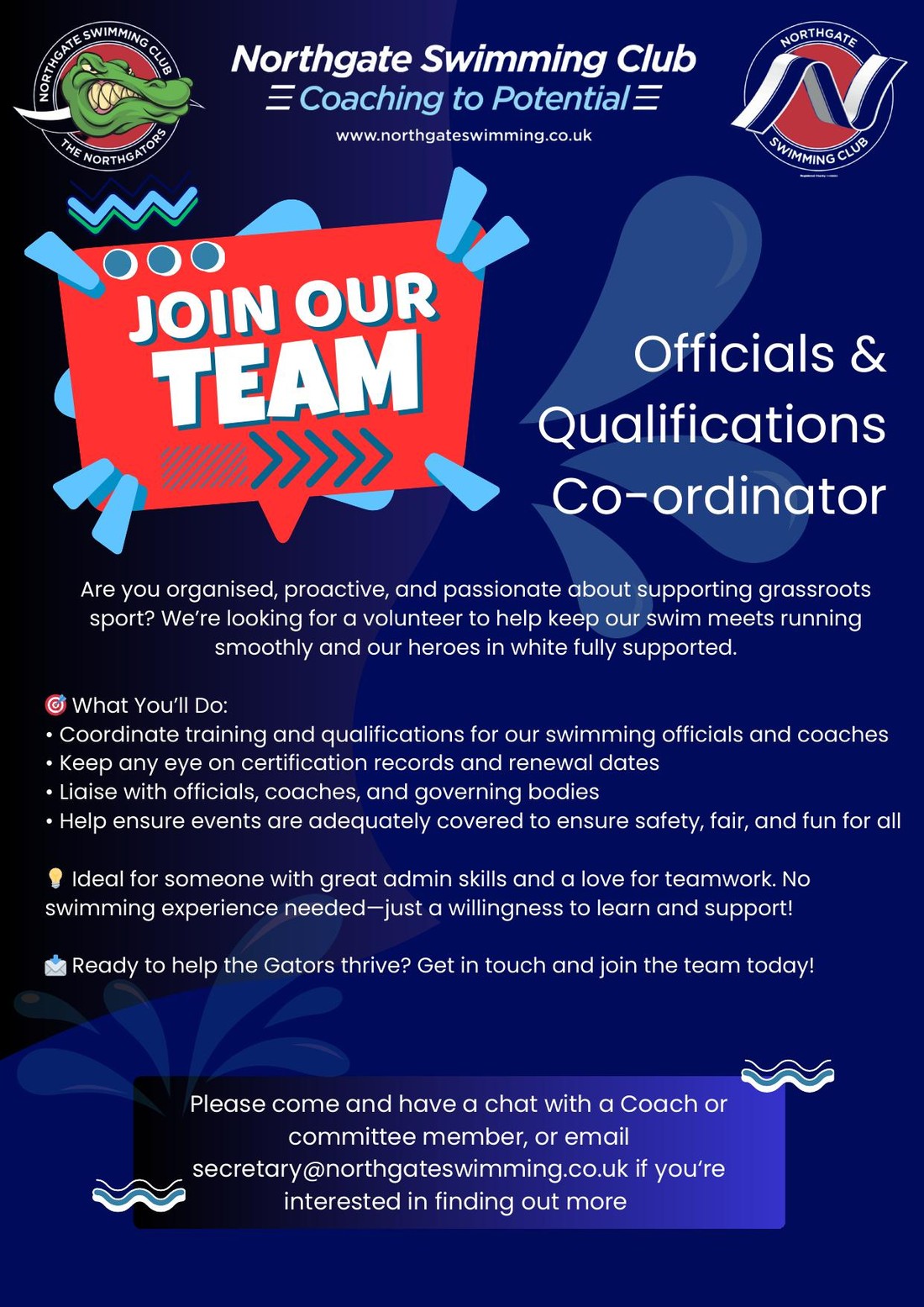 Join Our Team — Officials and Qualifications Co-ordinator volunteer role