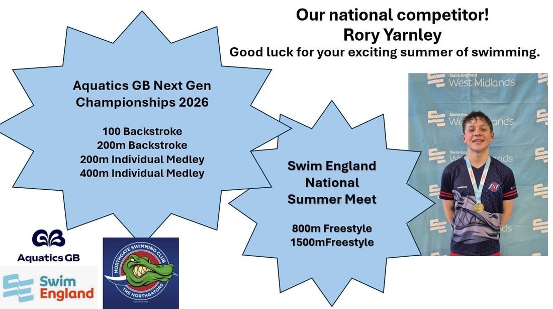 Rory Yarnley — Aquatics GB Next Gen Championships and Swim England National Summer Meet