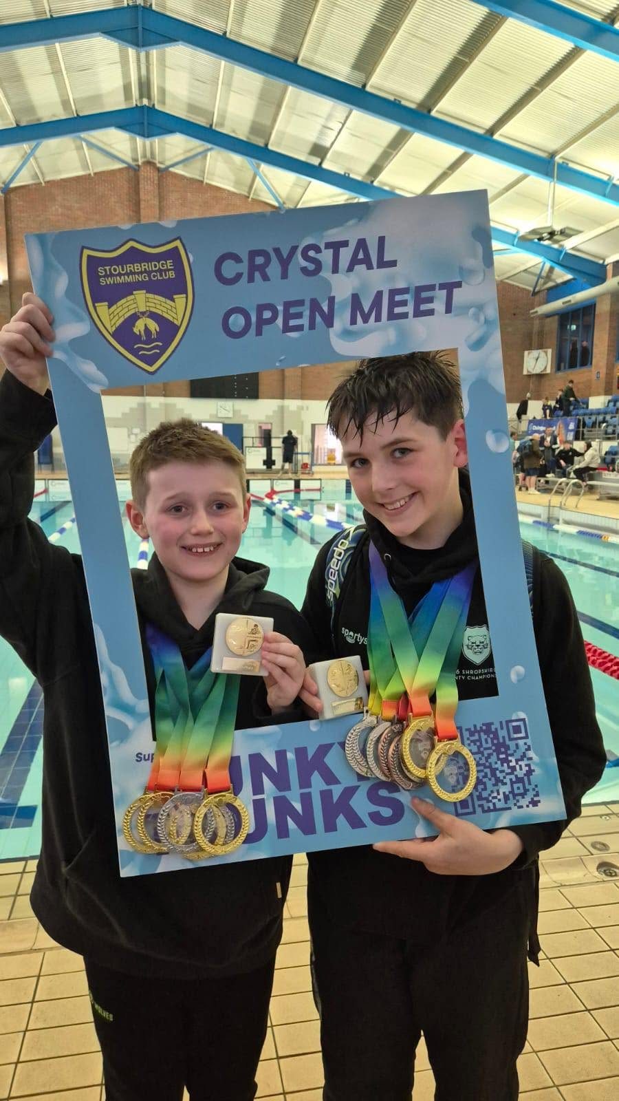 Olly and Parker with their medals at the Stourbridge Crystal Open Meet