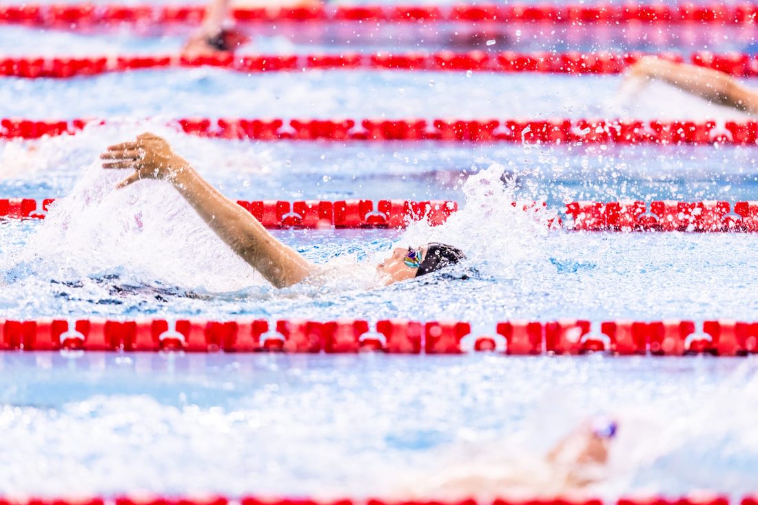 Northgate swimmer racing freestyle at the West Midlands Regional Championships